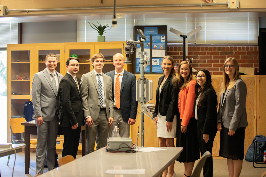 Students in the Department of Biosystems and Agricultural Engineering present their senior designs to industry professionals. Students in the Department of Biosystems and Agricultural Engineering present their senior designs to industry professionals.