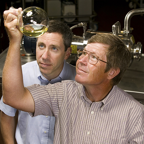 Dr. Niel Maness analyzing the pecan oil extraction.