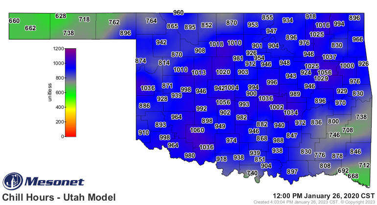 Chill Hours 26 January 2020 Chill Hours - Utah Model on January 26, 2020 CST