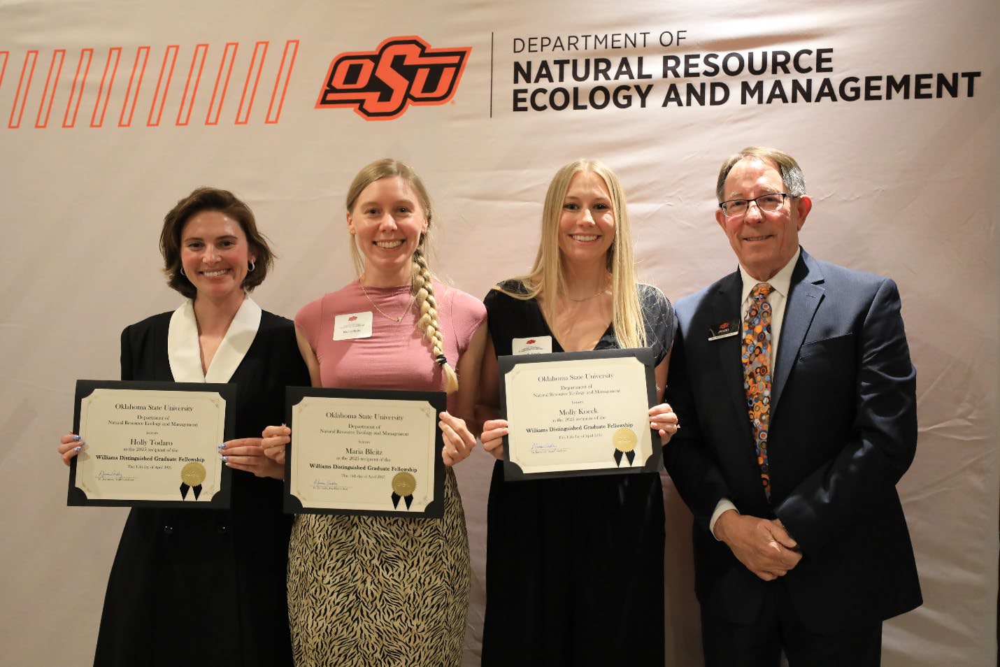 Holly Todaro, Maria Bleitz and Molly Koeck holding their plaque next to Dr. Jim Ansley. Holly Todaro, Maria Bleitz and Molly Koeck holding their plaque next to Dr. Jim Ansley.