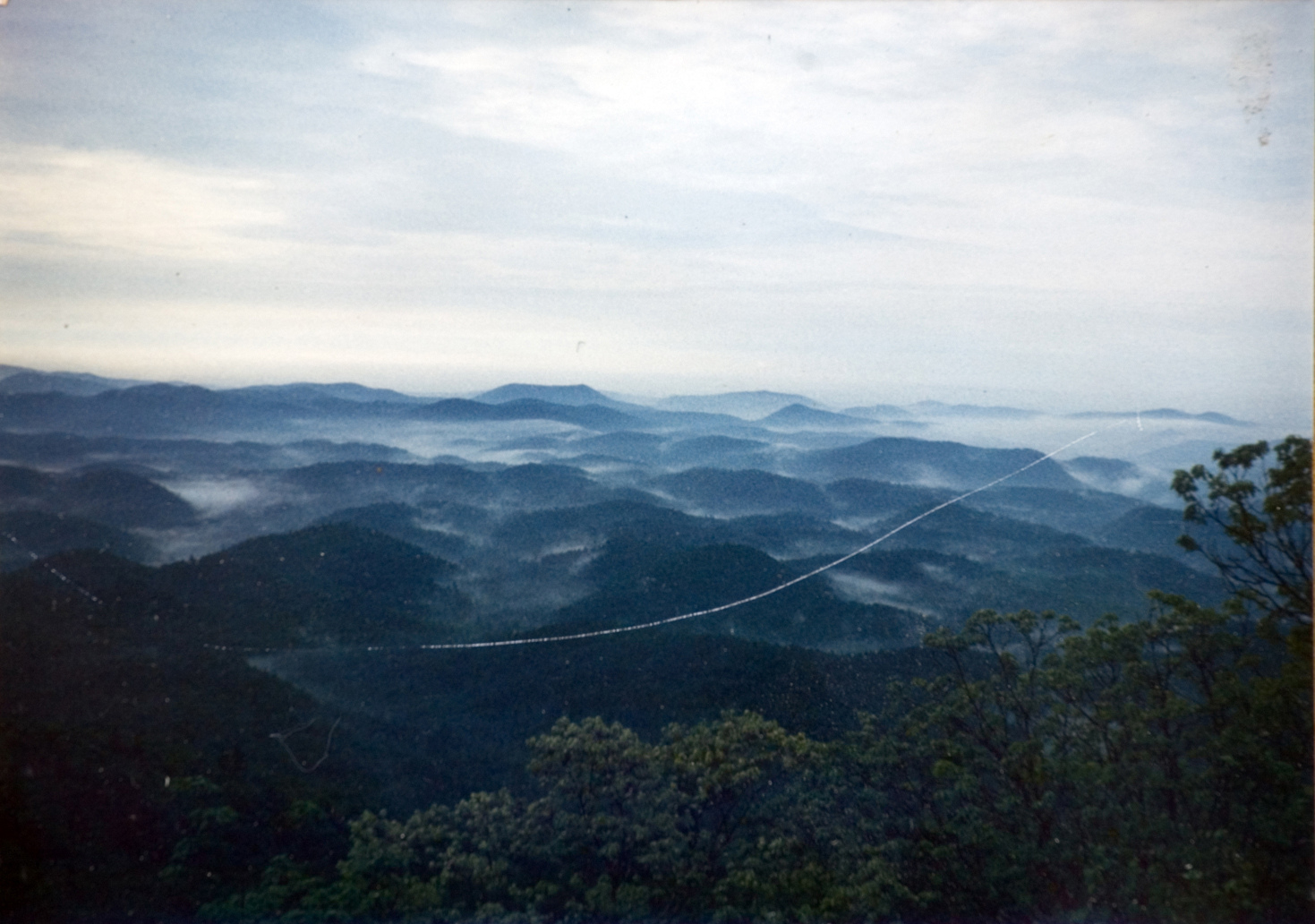 An aerial view of some mountains