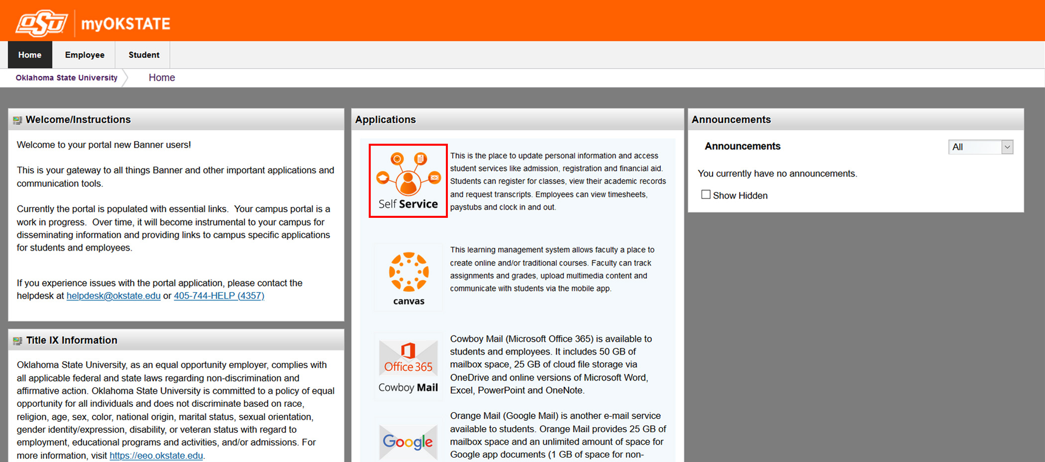 Click on self service.
